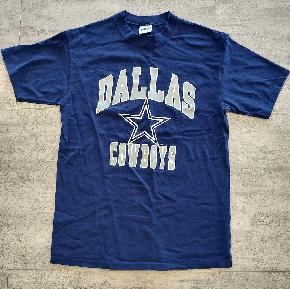 Vintage Men's Dallas Cowboys Navy Single Stitch T shirt Bike Tag Size Large